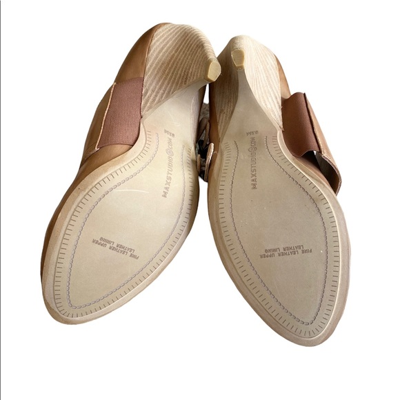 Max Studio Beau Tobacco Brown Leather Pump Cushioned Insole Monk Straps - Picture 6 of 8